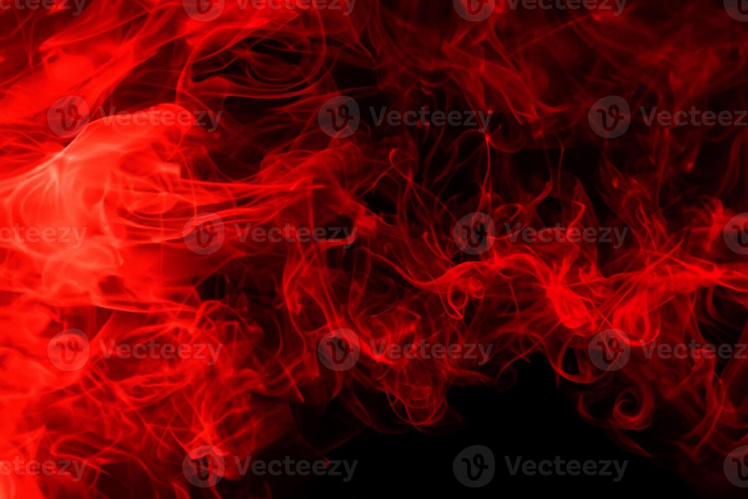Fluffy Puffs of Smoke and Fog on Black Background, fire design and darkness concept photo