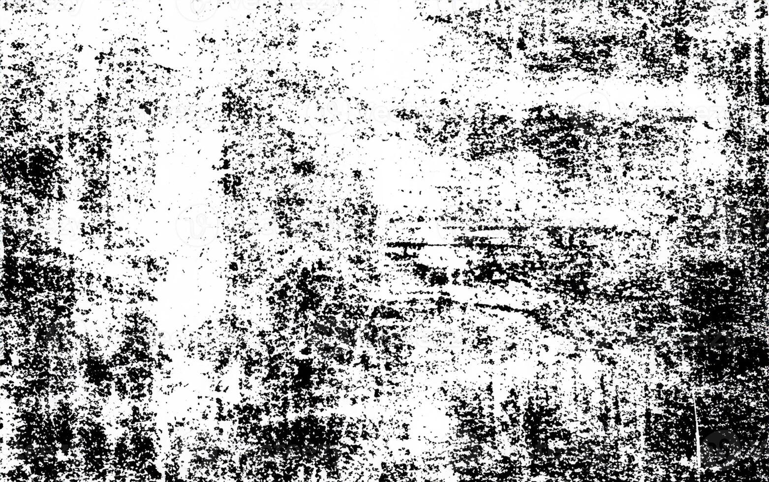Monochrome texture composed of irregular graphic elements. Distressed uneven grunge background. Abstract. Overlay for interesting effect and depth. Isolated on white background. photo
