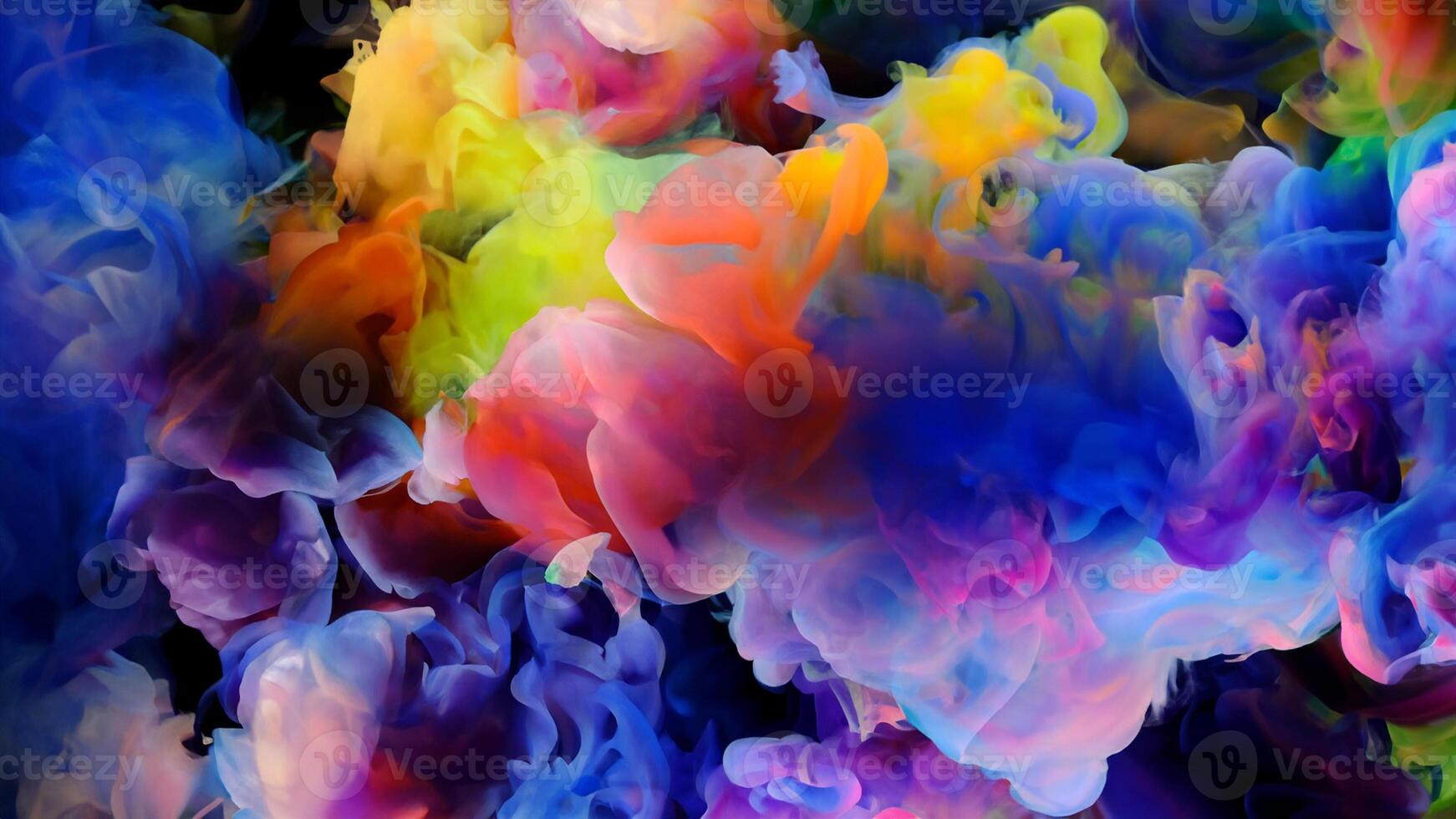 Color drops in water , abstract color mix , drop of Ink color mix paint falling on water Colorful ink in water photo