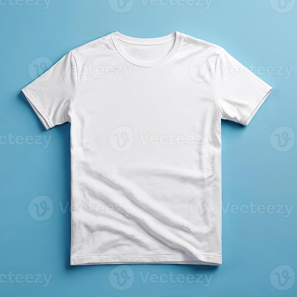AI generated Blank T Shirt color white template photo