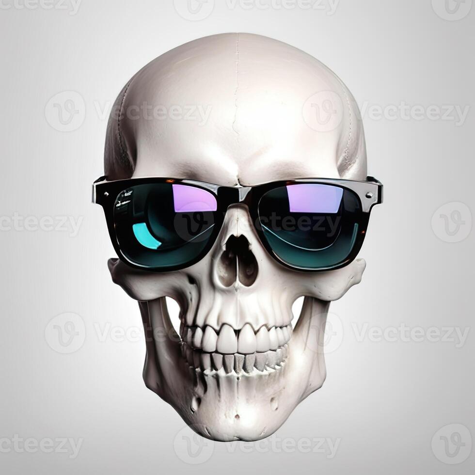 AI generated cute skull in sunglasses photo