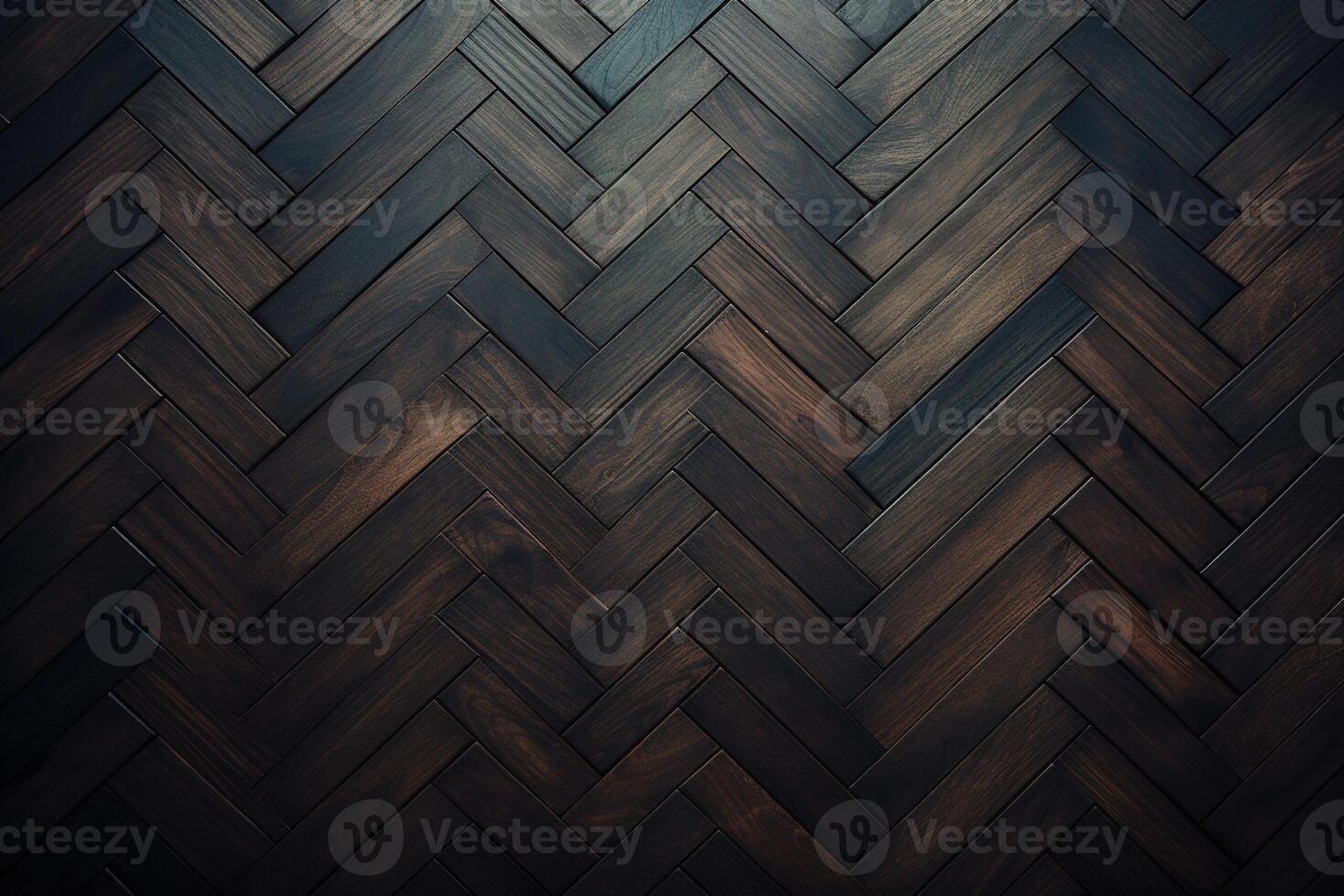 AI generated classic dark wooden herringbone parquet texture background floor surface photo