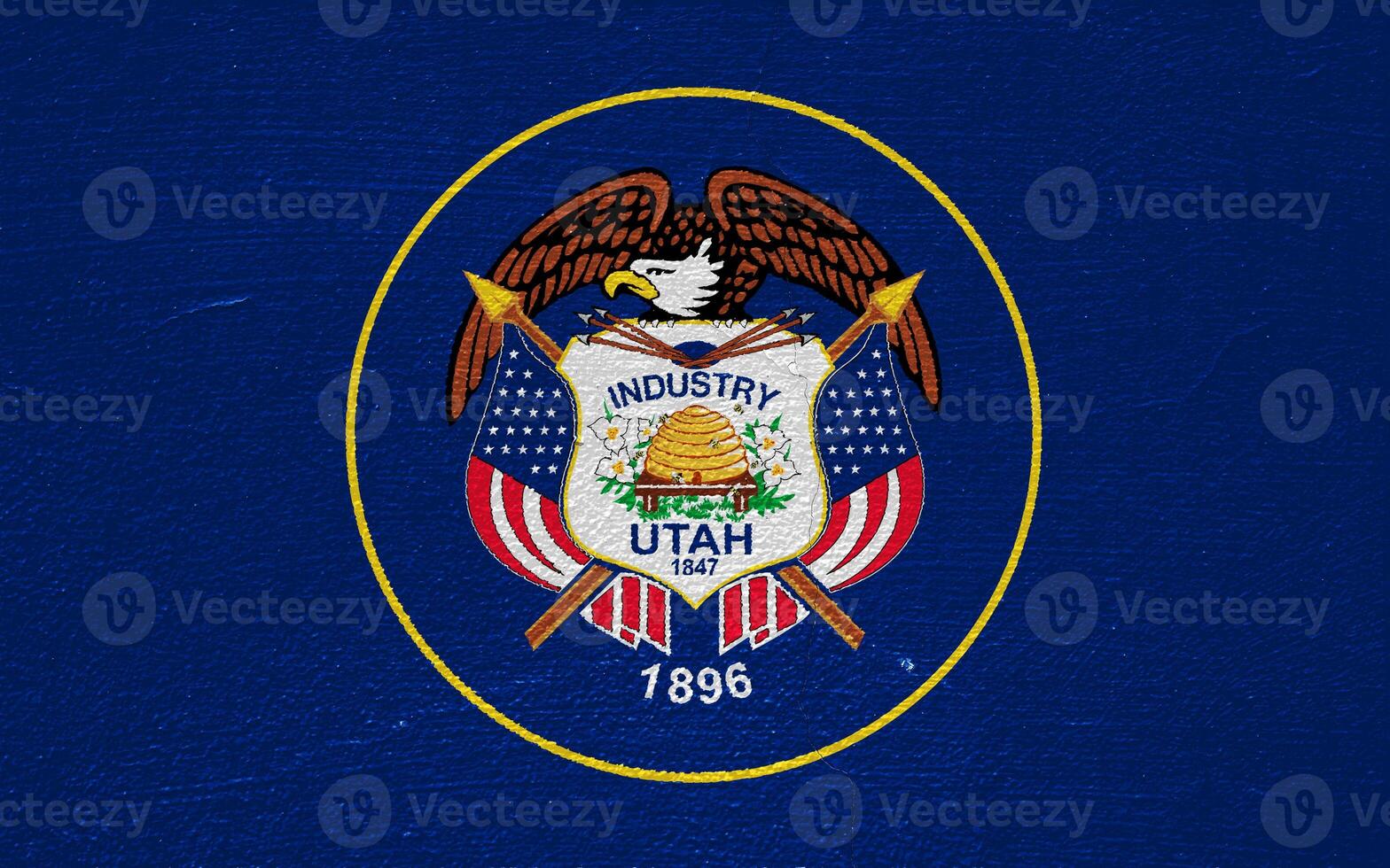 Flag of Utah USA state on a textured background. Concept collage. photo