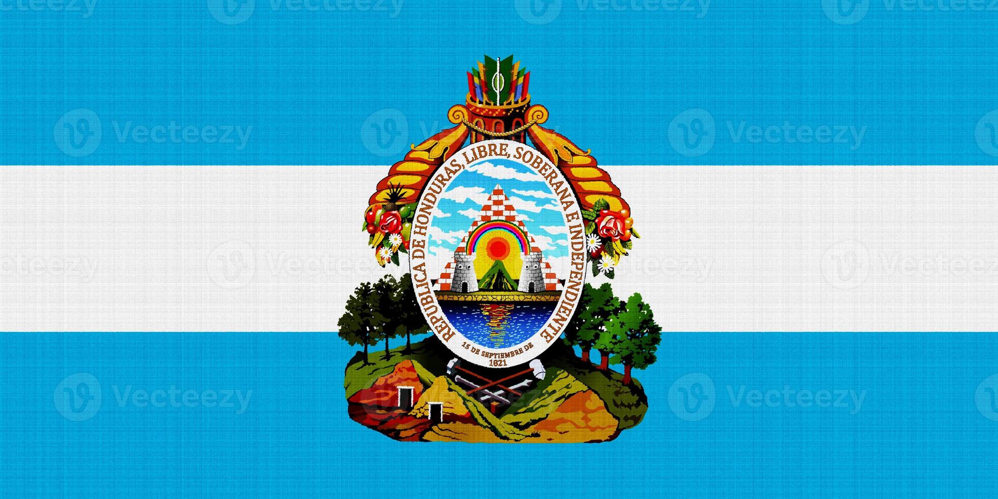 Flag and coat of arms of Republic of Honduras on a textured background. Concept collage. photo
