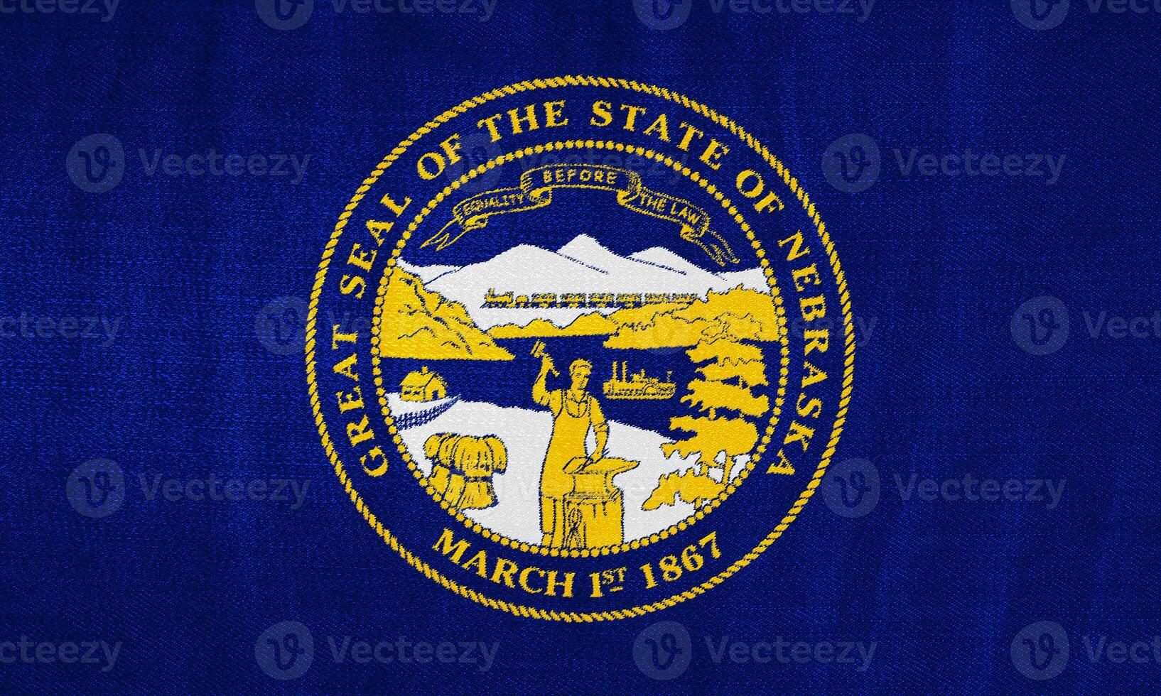 Flag of Nebraska state USA on a textured background. Concept collage. photo