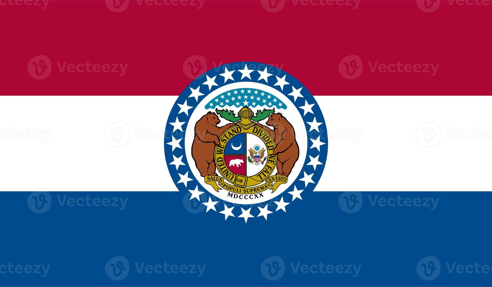 The official current flag of Missouri USA state. State flag of Missouri. Illustration. photo