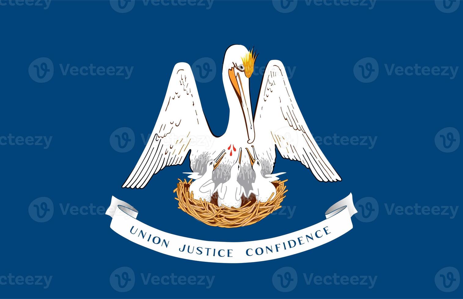 The official current flag of Louisiana US state. State flag of Louisiana. Illustration. photo