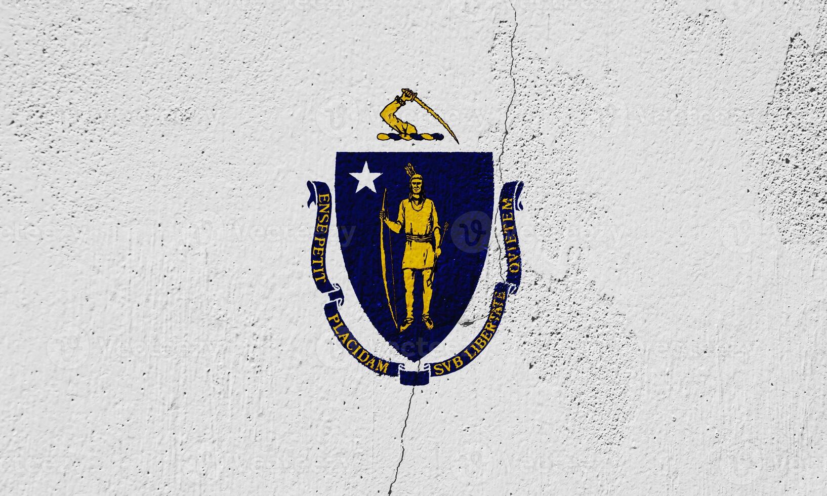 Flag of Massachusetts USA state on a textured background. Concept collage. photo