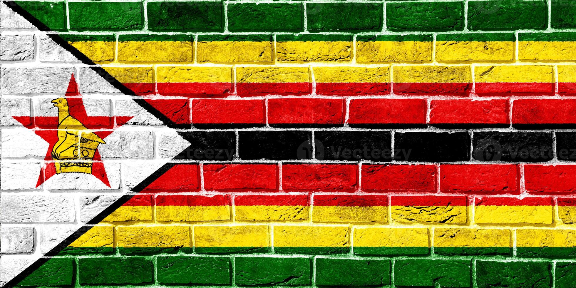 Flag of Republic of Zimbabwe on a textured background. Concept collage. photo