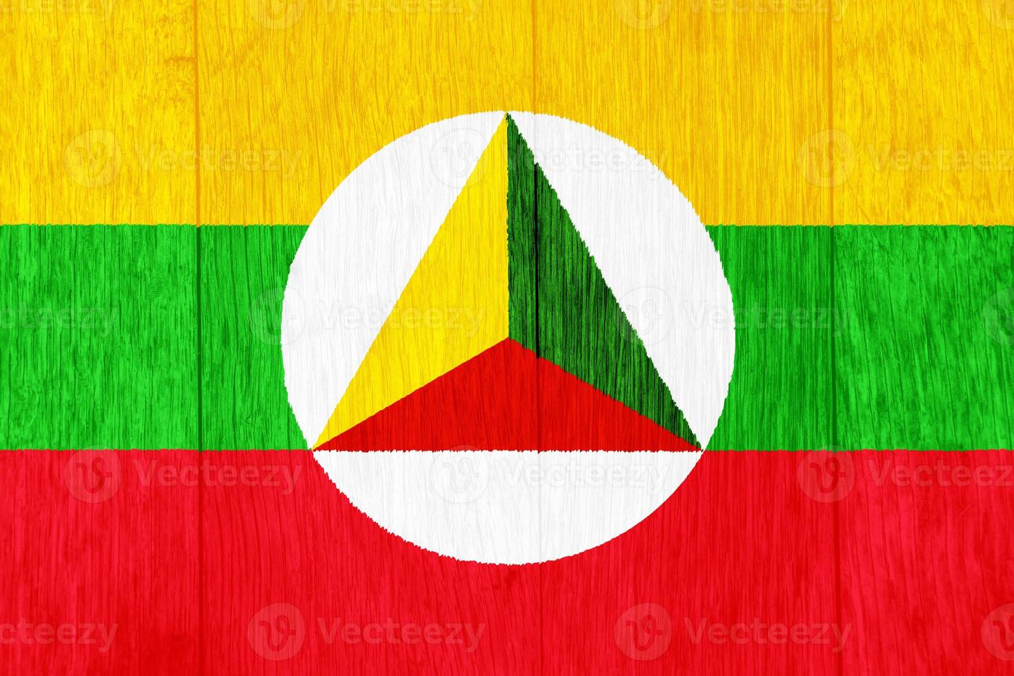 Flag and coat of arms of Shan State on a textured background. Concept collage. photo