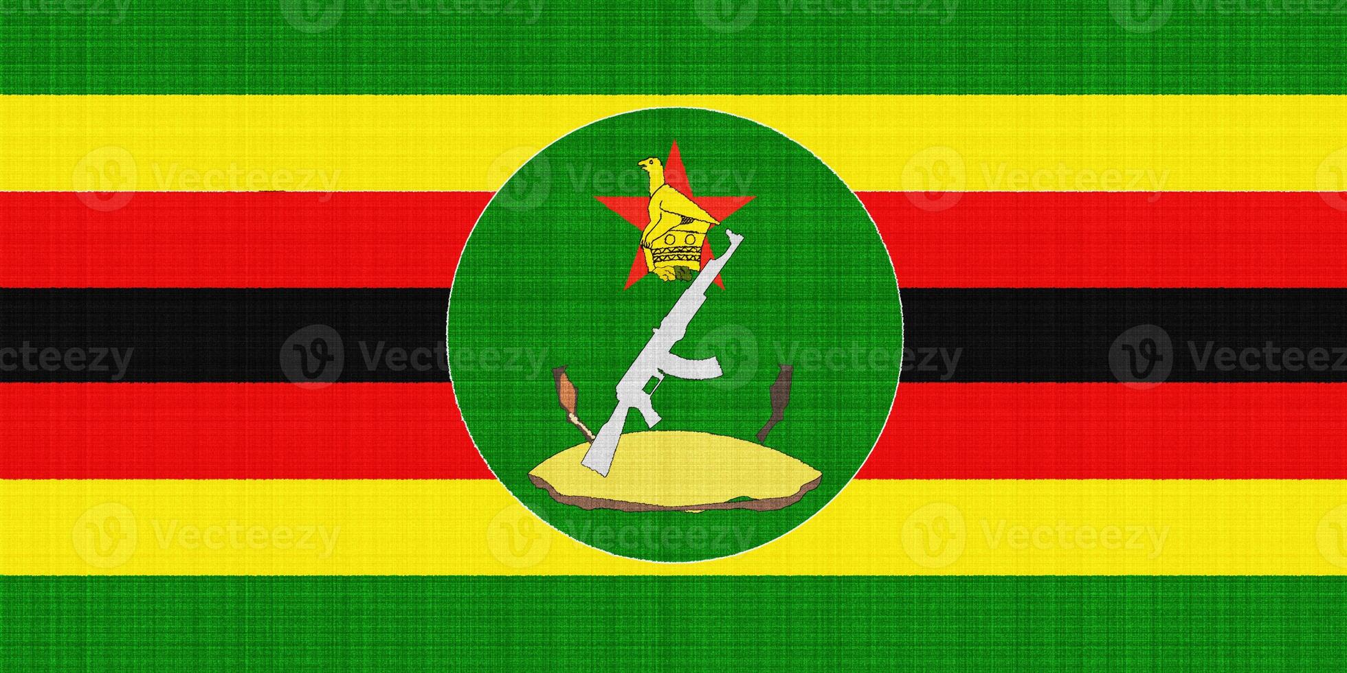 Flag and coat of arms of Republic of Zimbabwe on a textured background. Concept collage. photo