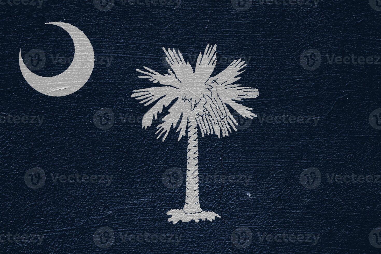 Flag of South Carolina USA state on a textured background. Concept collage. photo