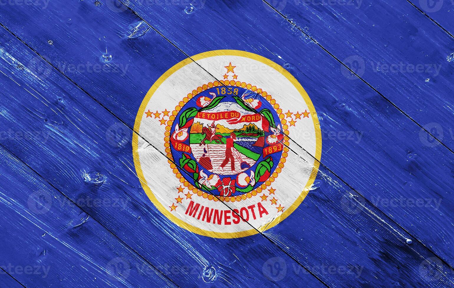 Flag of Minnesota state USA on a textured background. Concept collage. photo