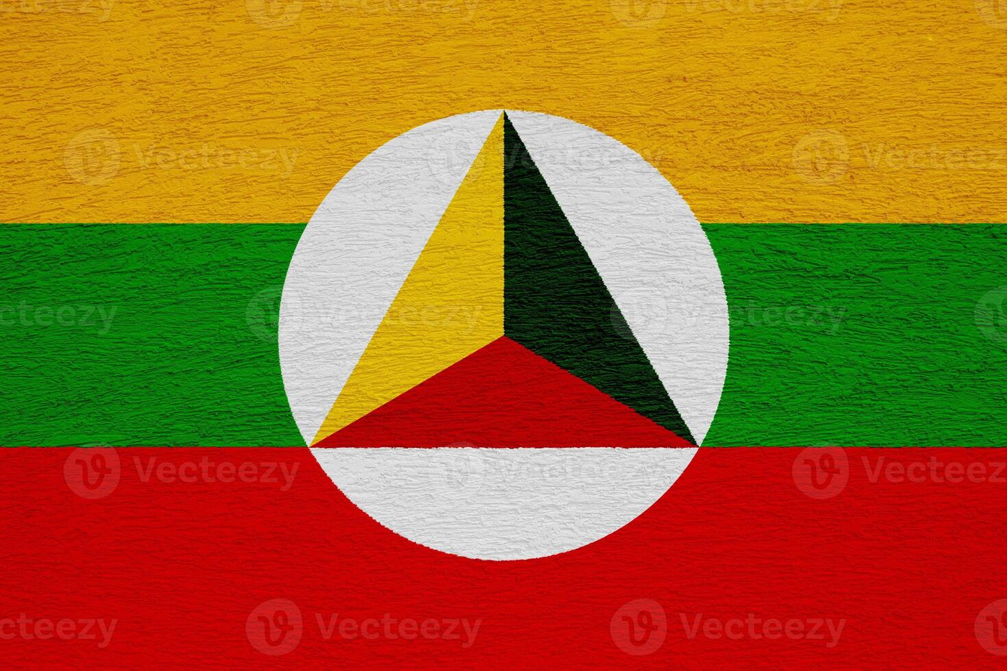 Flag and coat of arms of Shan State on a textured background. Concept collage. photo