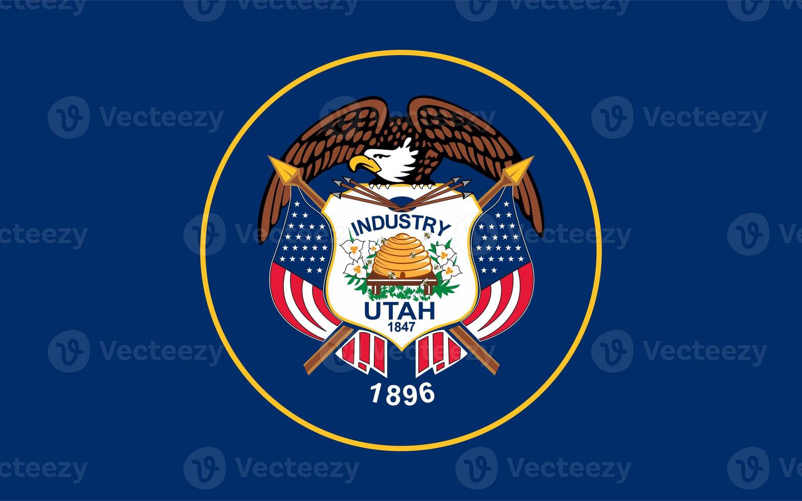 The official current flag of Utah USA state. State flag of Utah. Illustration. photo