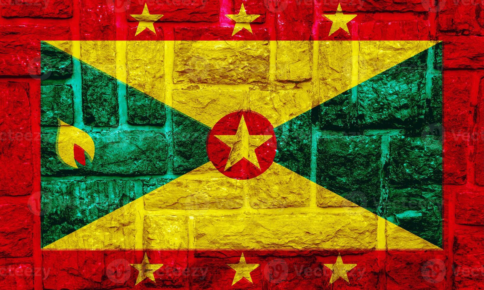 Flag of Grenada on a textured background. Concept collage. photo