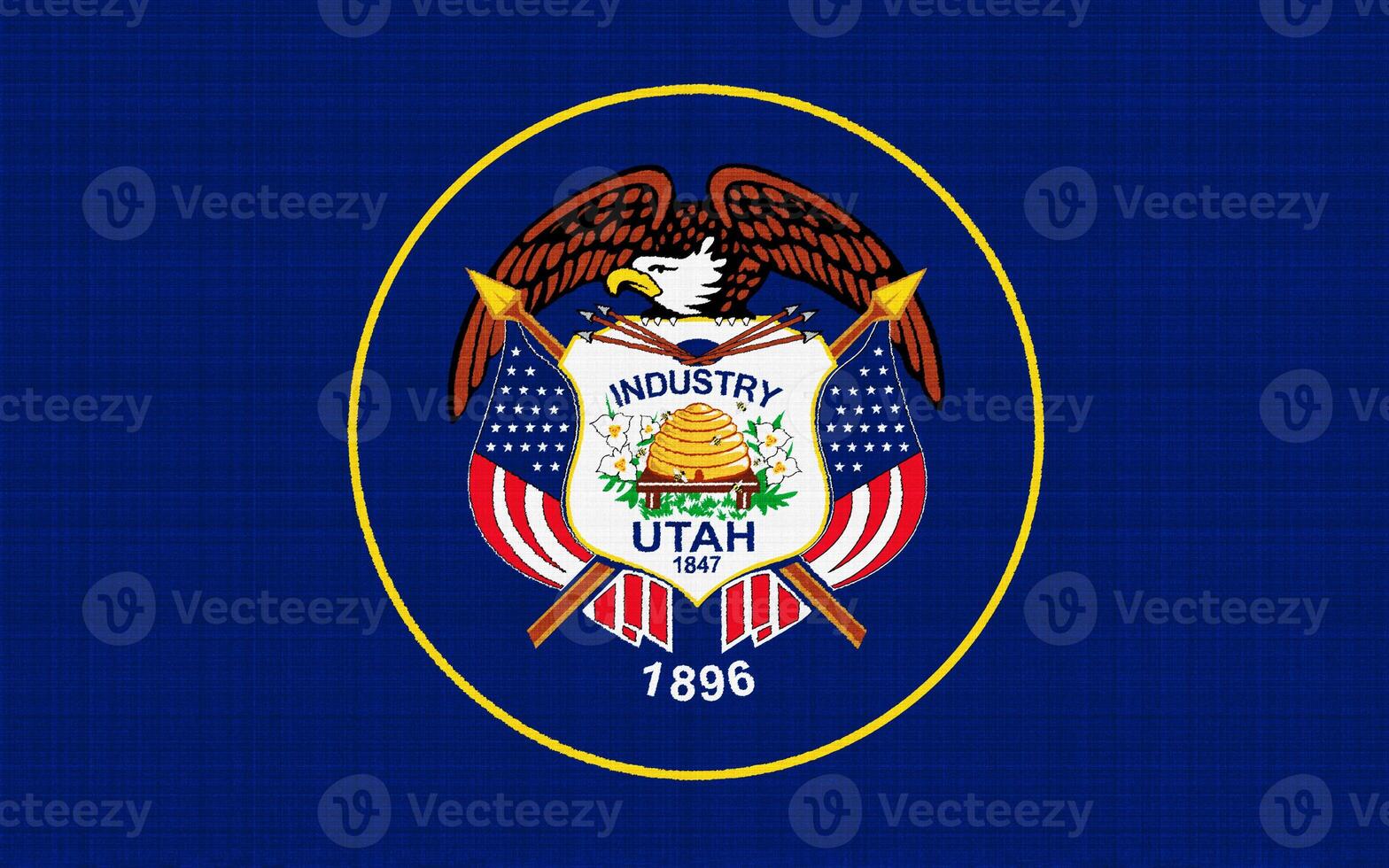 Flag of Utah USA state on a textured background. Concept collage. photo