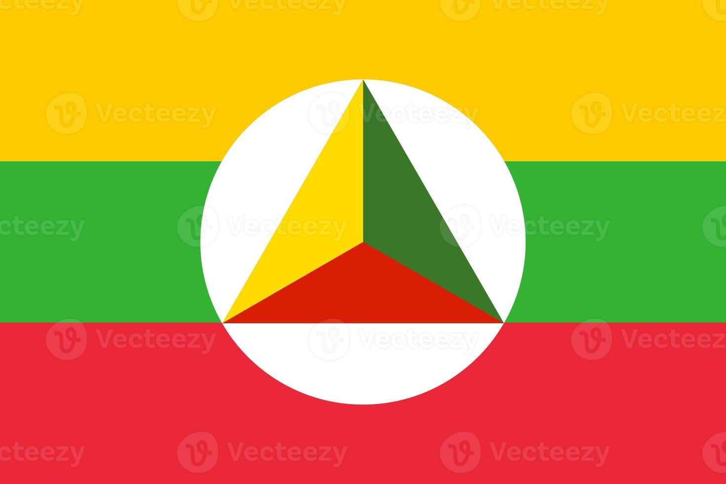 The official current flag and coat of arms of Shan State. State flag of Shan texture. Illustration. photo