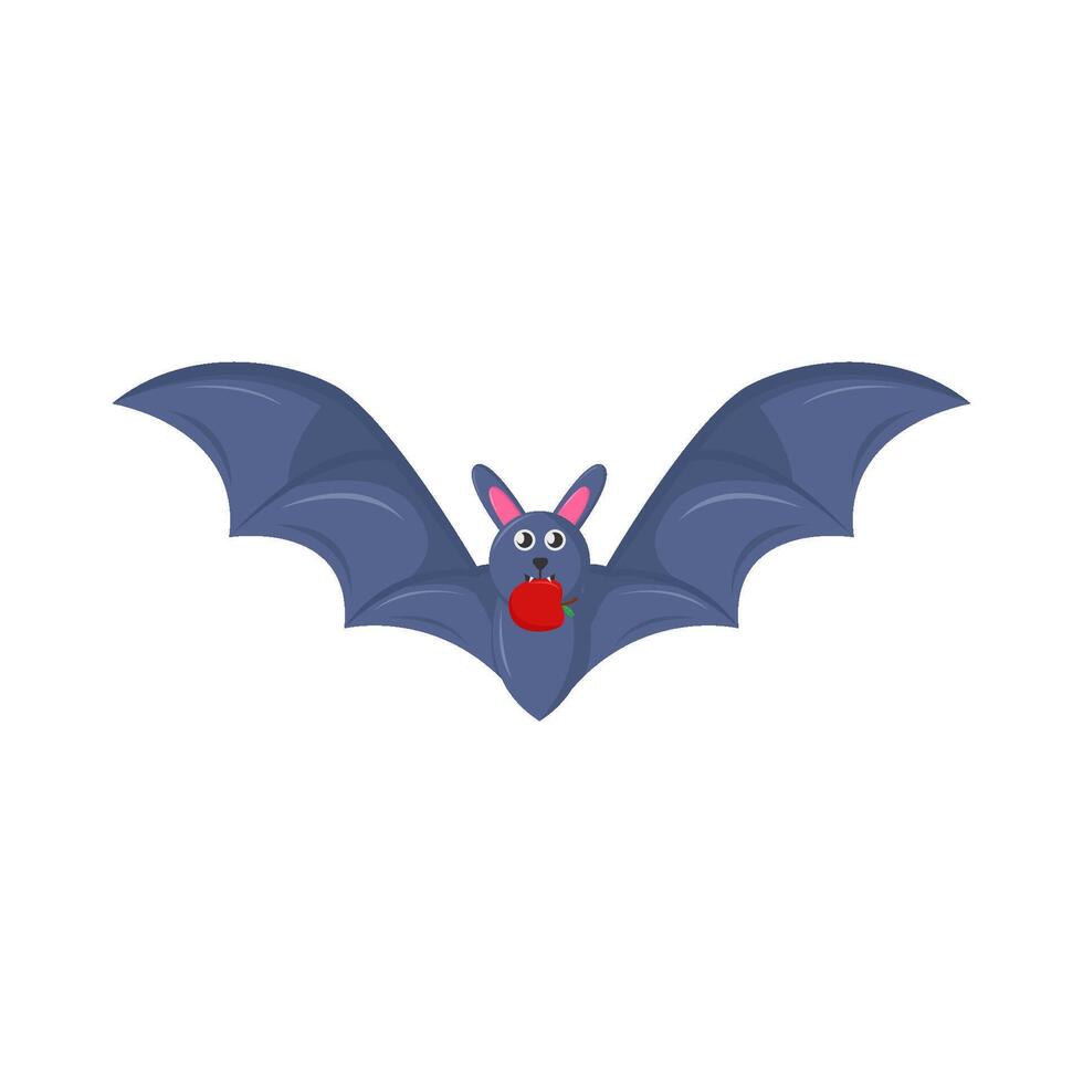 bat with apple illustration vector