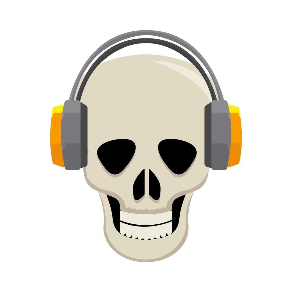 headphone in skull illustration vector