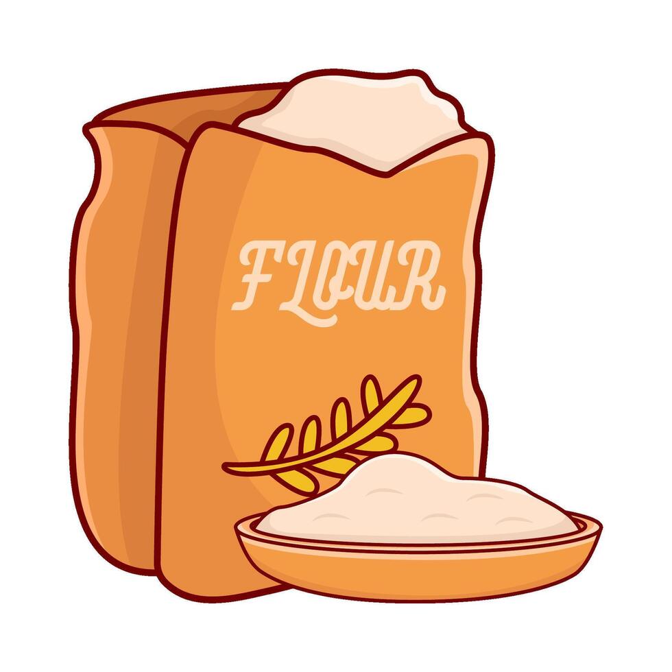 flour packaging with flour in plate illustration vector
