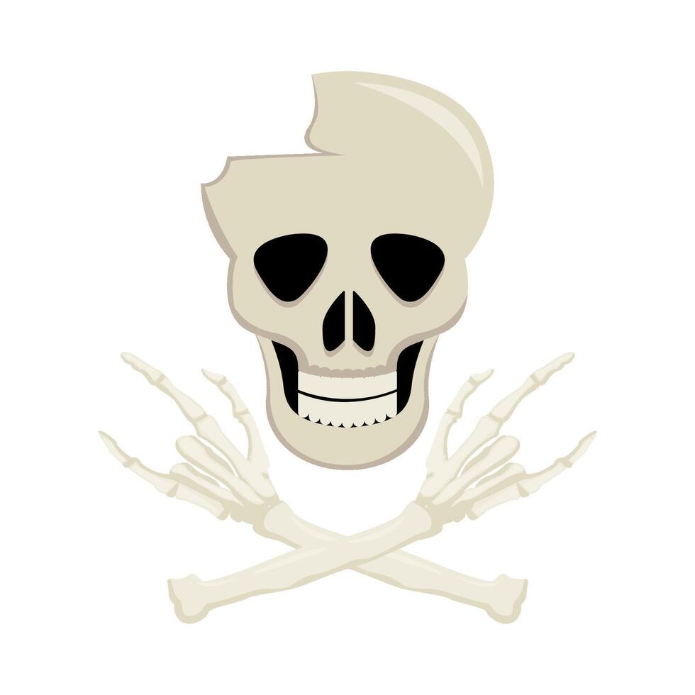 skull with bone illustration vector