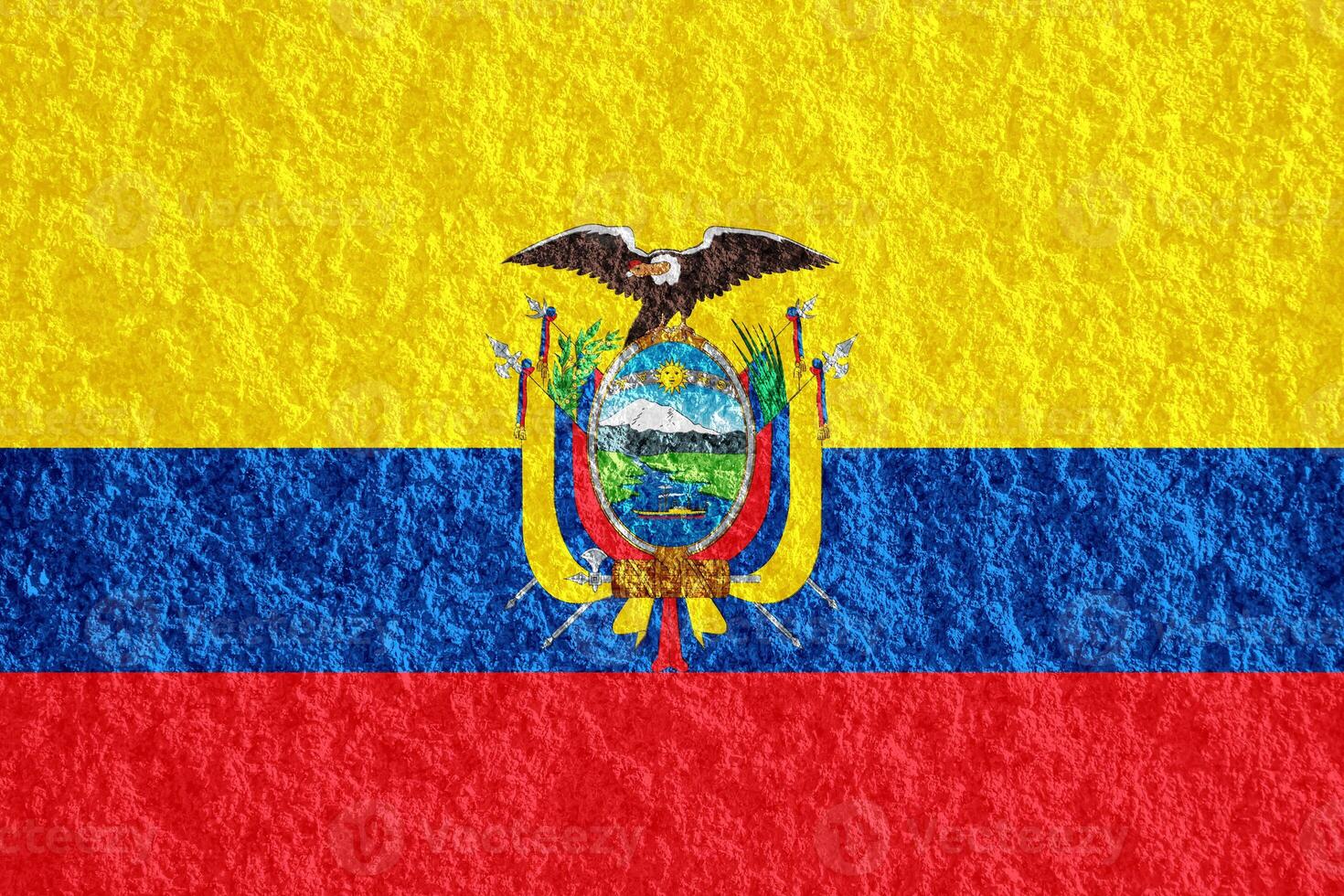 Flag of Republic of Ecuador on a textured background. Concept collage. photo