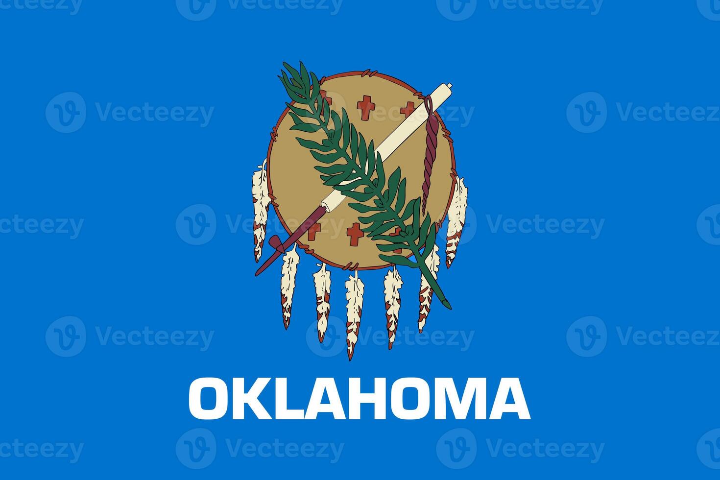 The official current flag of Oklahoma state USA state. State flag of Oklahoma. Illustration. photo