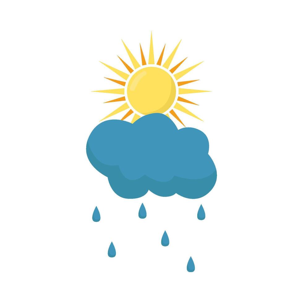 sun with cloud rain illustration vector