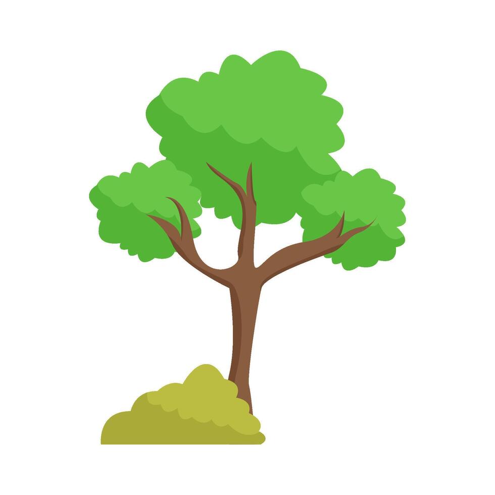 árbol con césped verde ilustración vector