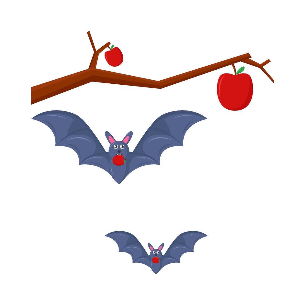 bat with apple illustration vector