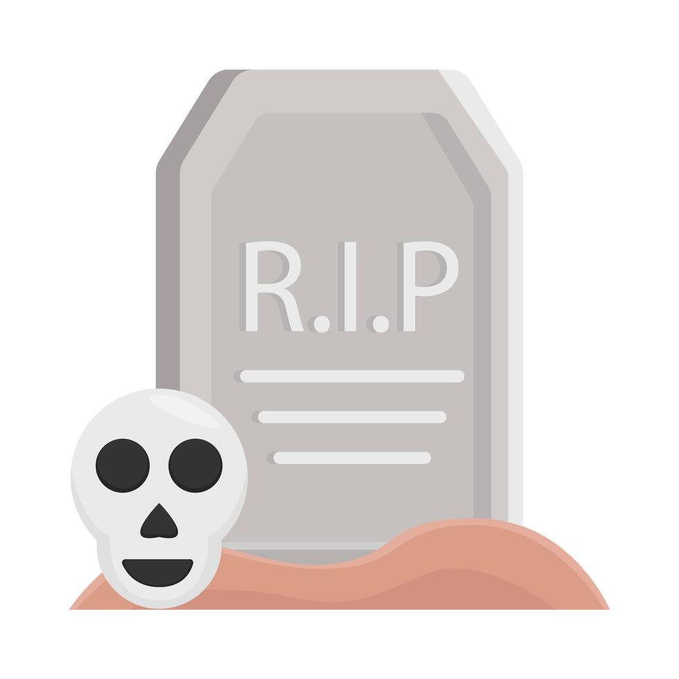 skull in graveyard illustration vector