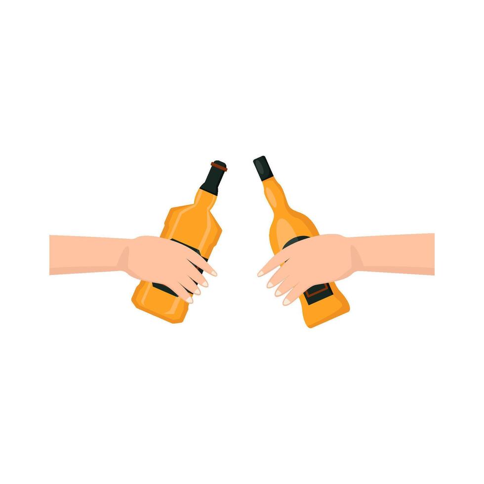 bottle alcohol in hand illustration vector