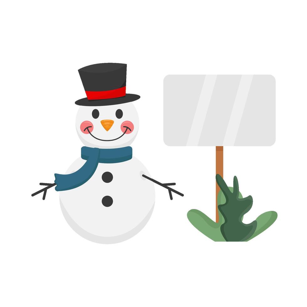 snowman with board illustration vector