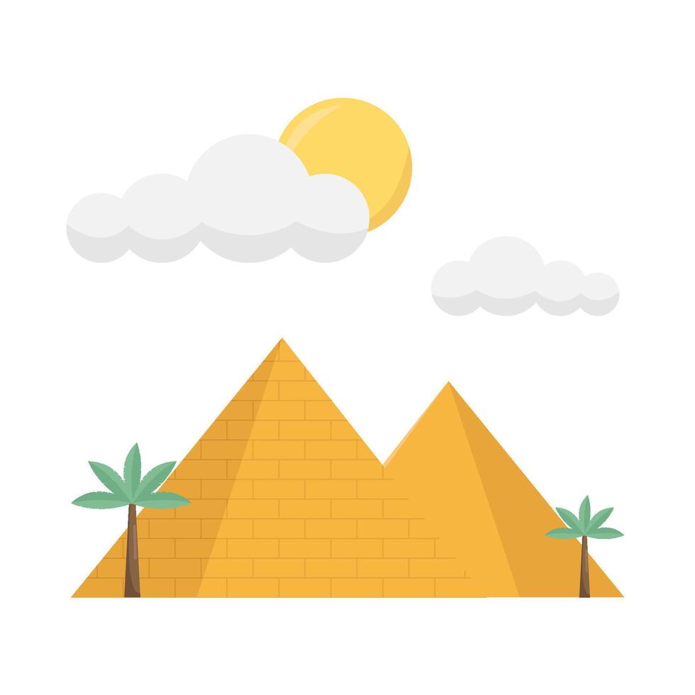 pyramid, palm tree with sun summer illustration vector