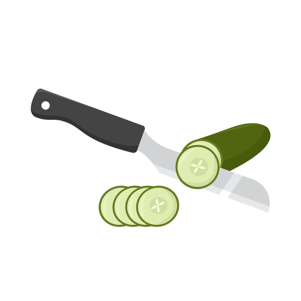knife  piece cucumber illustration vector