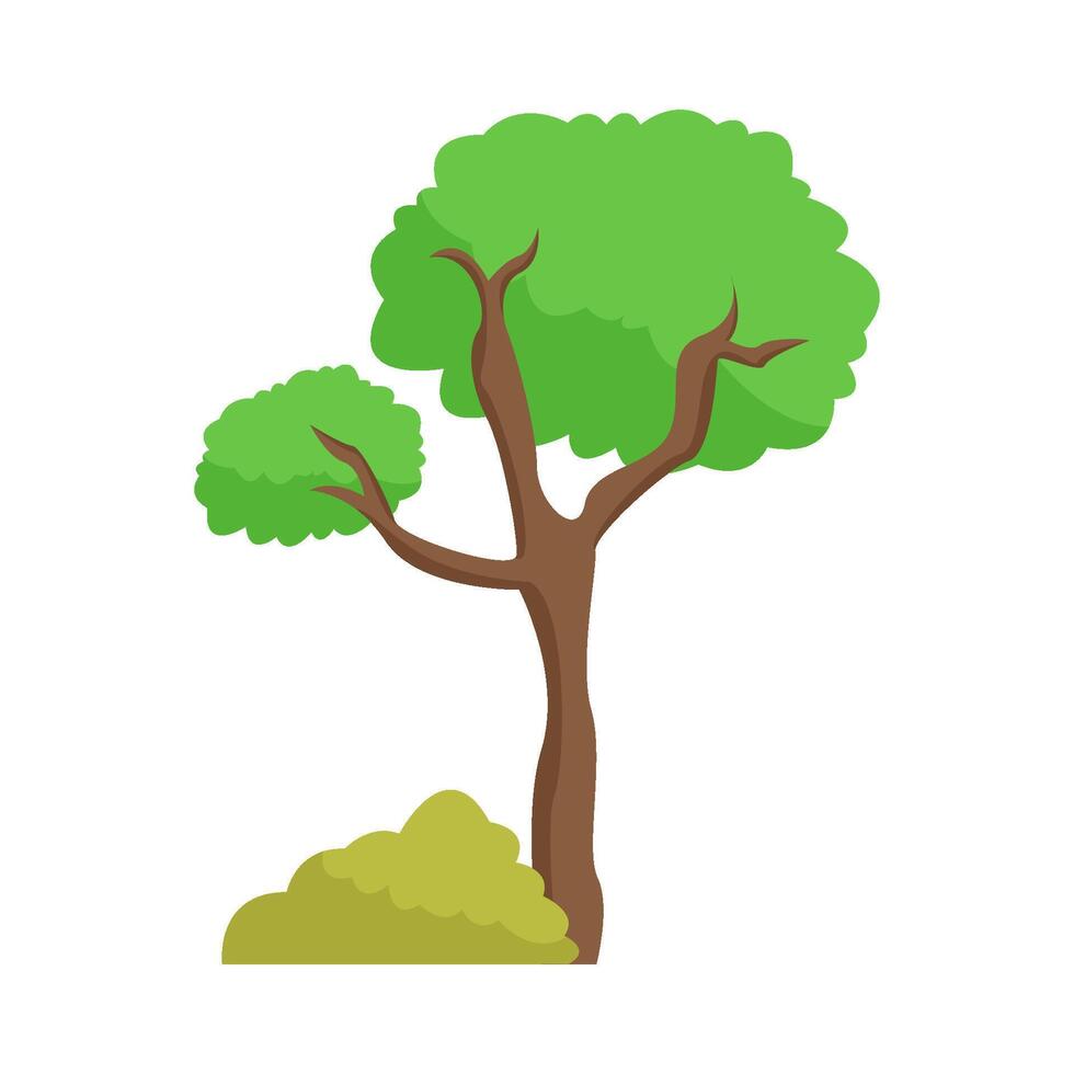 árbol con césped verde ilustración vector