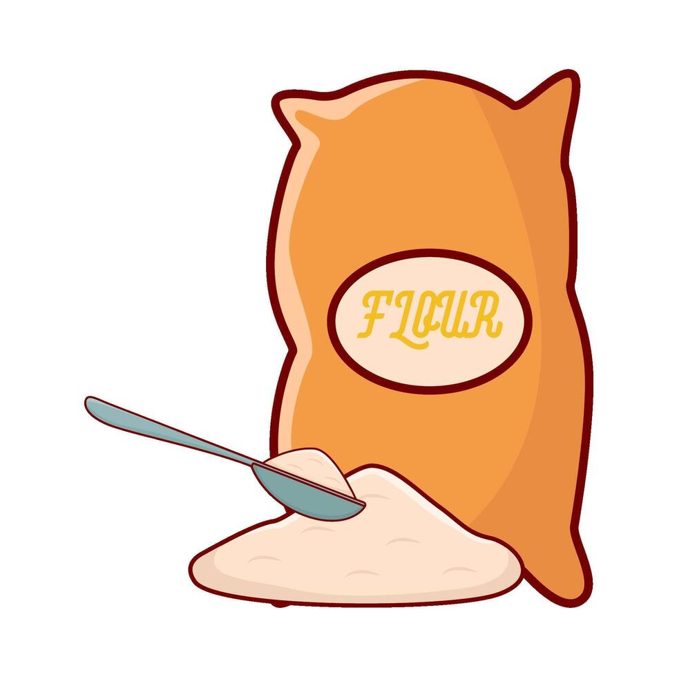 flour with flour bag illustration vector