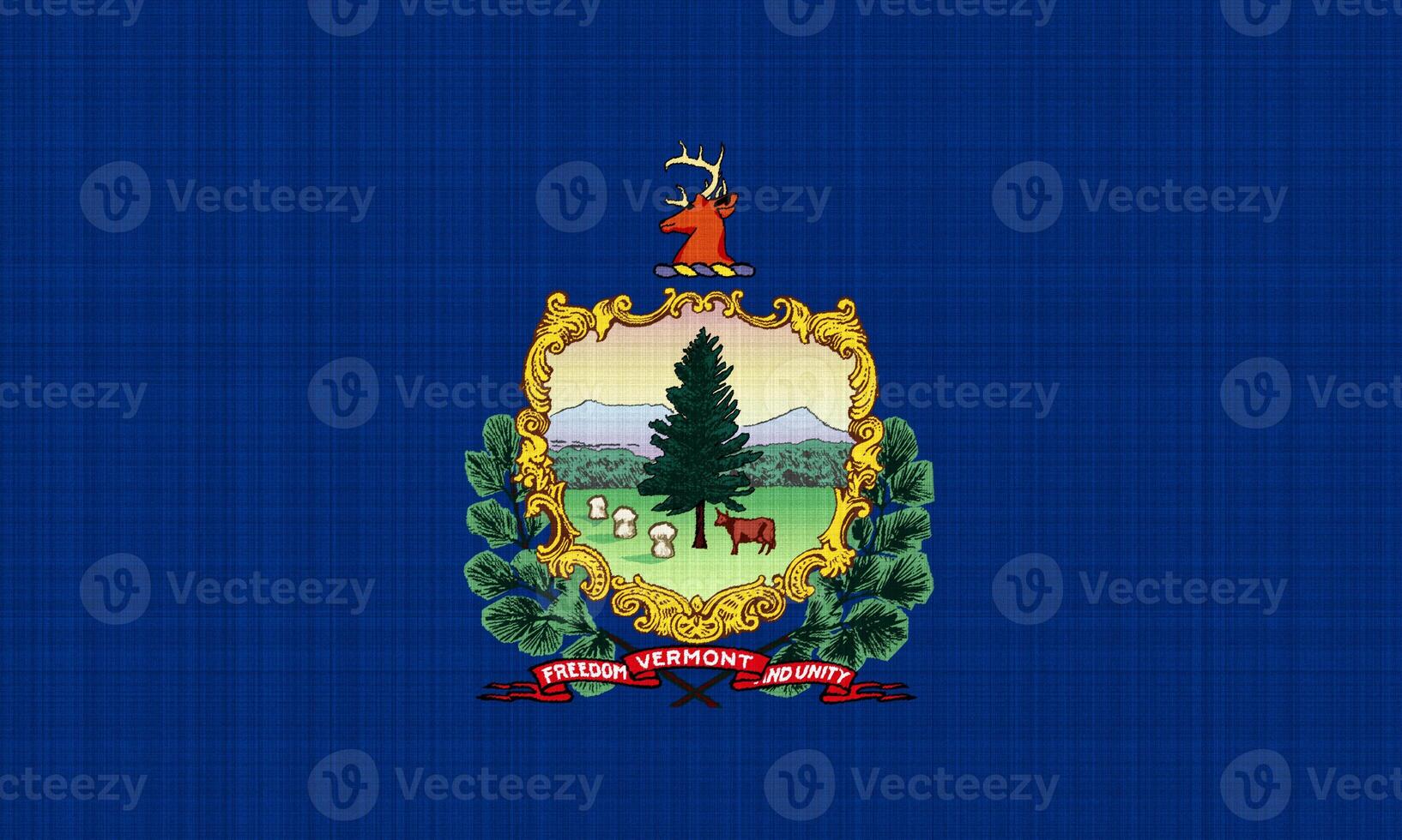 Flag of Vermont USA state on a textured background. Concept collage. photo