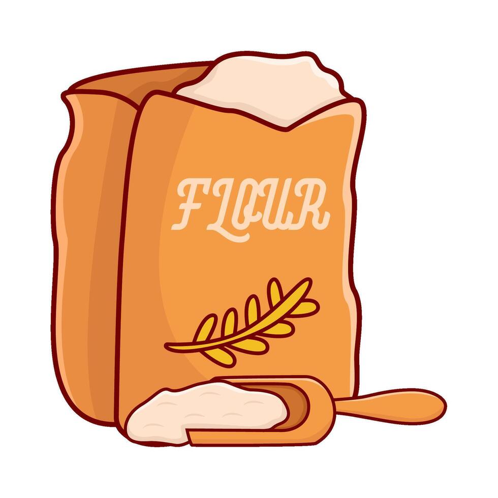 flour with flour bag illustration vector