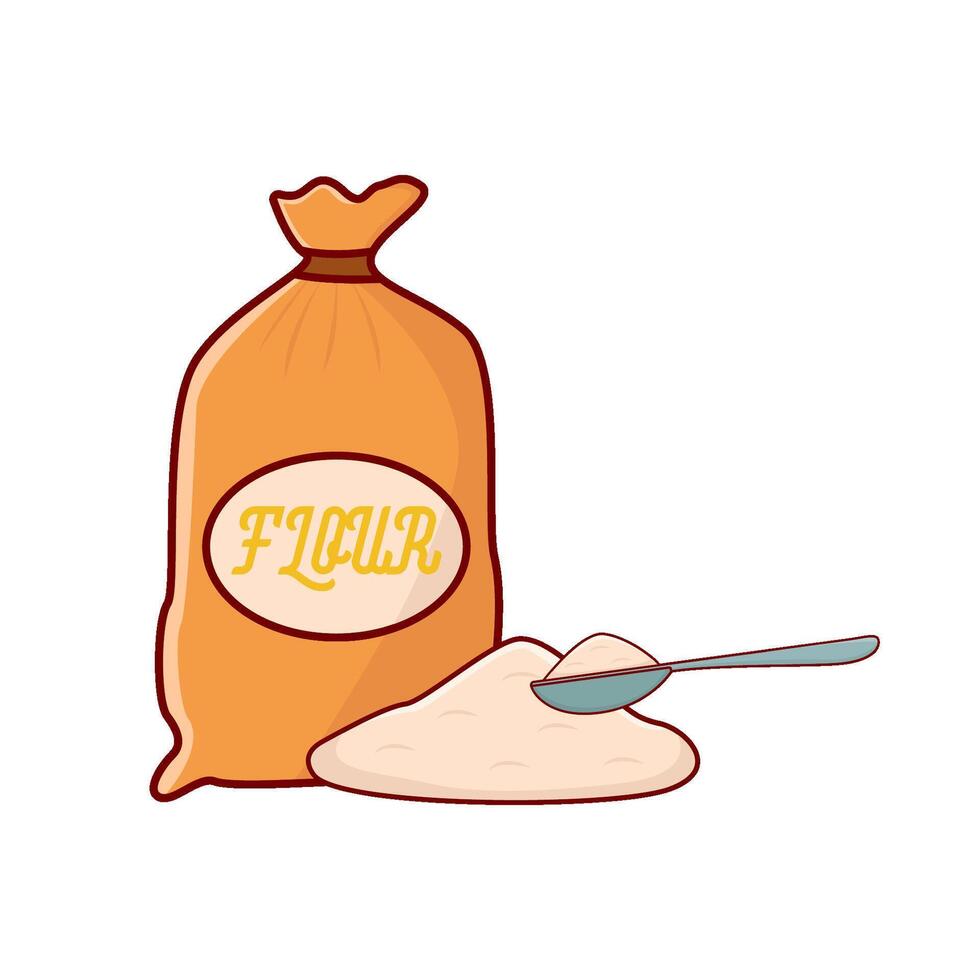 flour bag with flour illustration vector