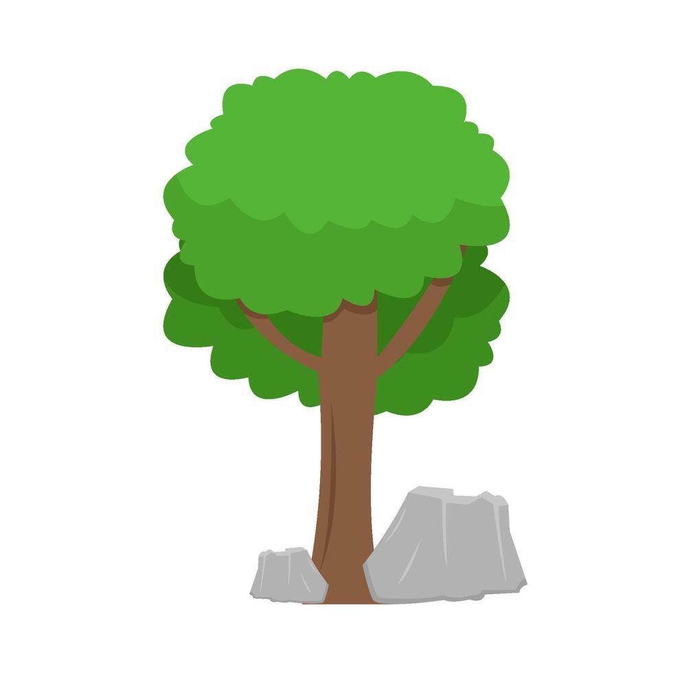 tree with stone illustration vector