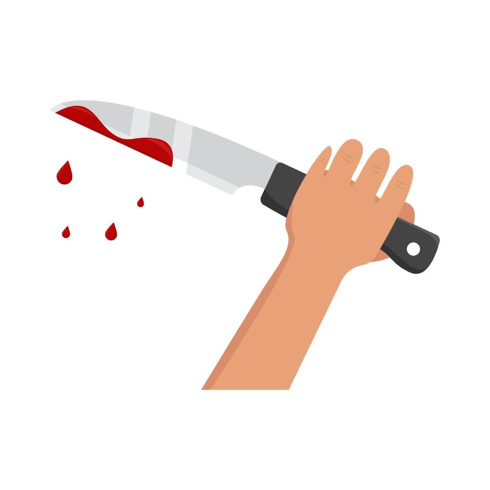 knife blood in hand illustration vector