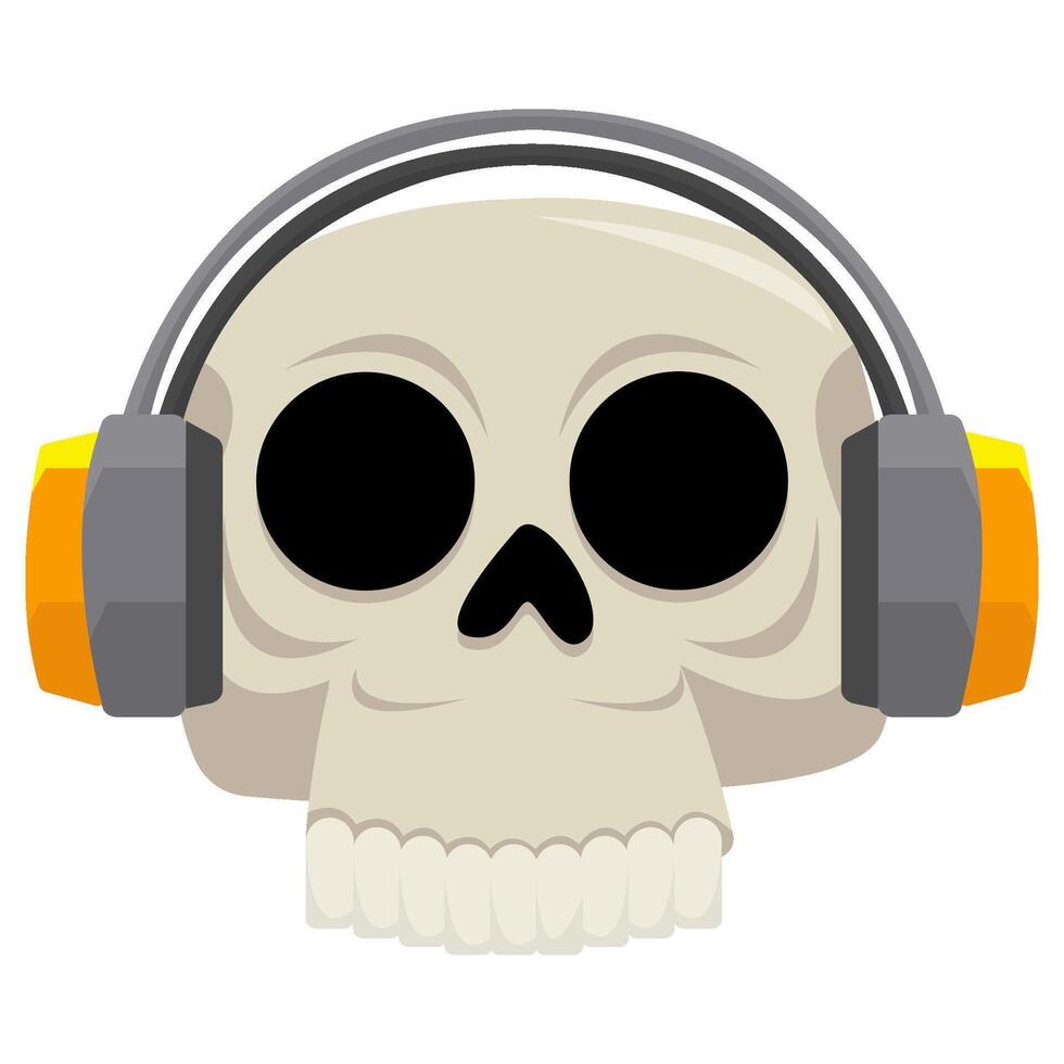 headphone in skull illustration vector