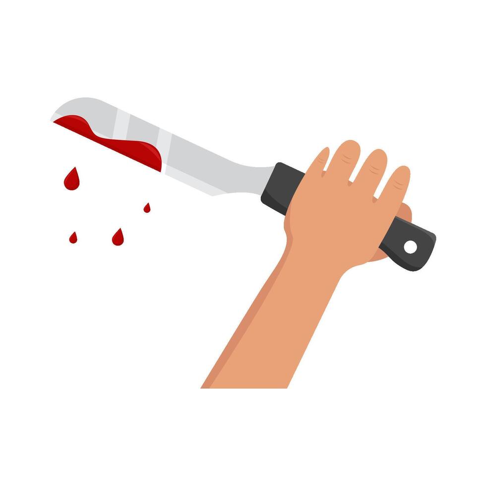 knife blood in hand illustration vector