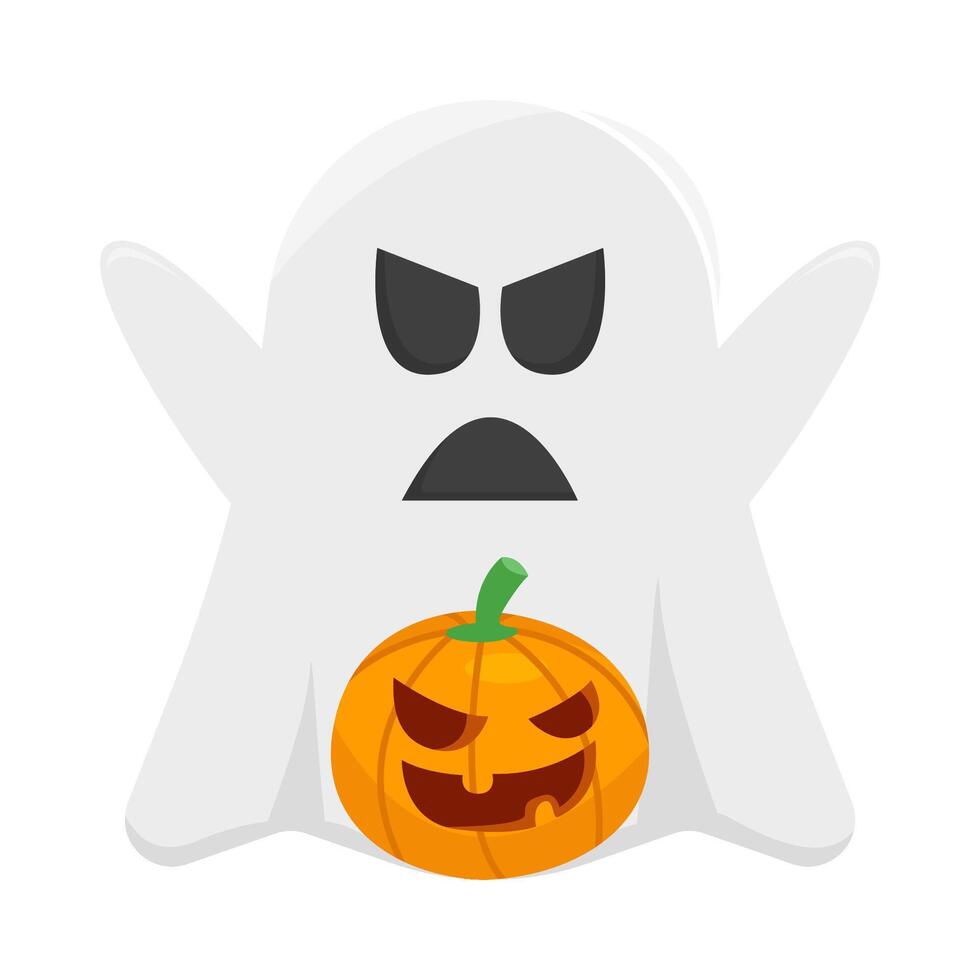 fantasma con calabaza Víspera de Todos los Santos ilustración vector