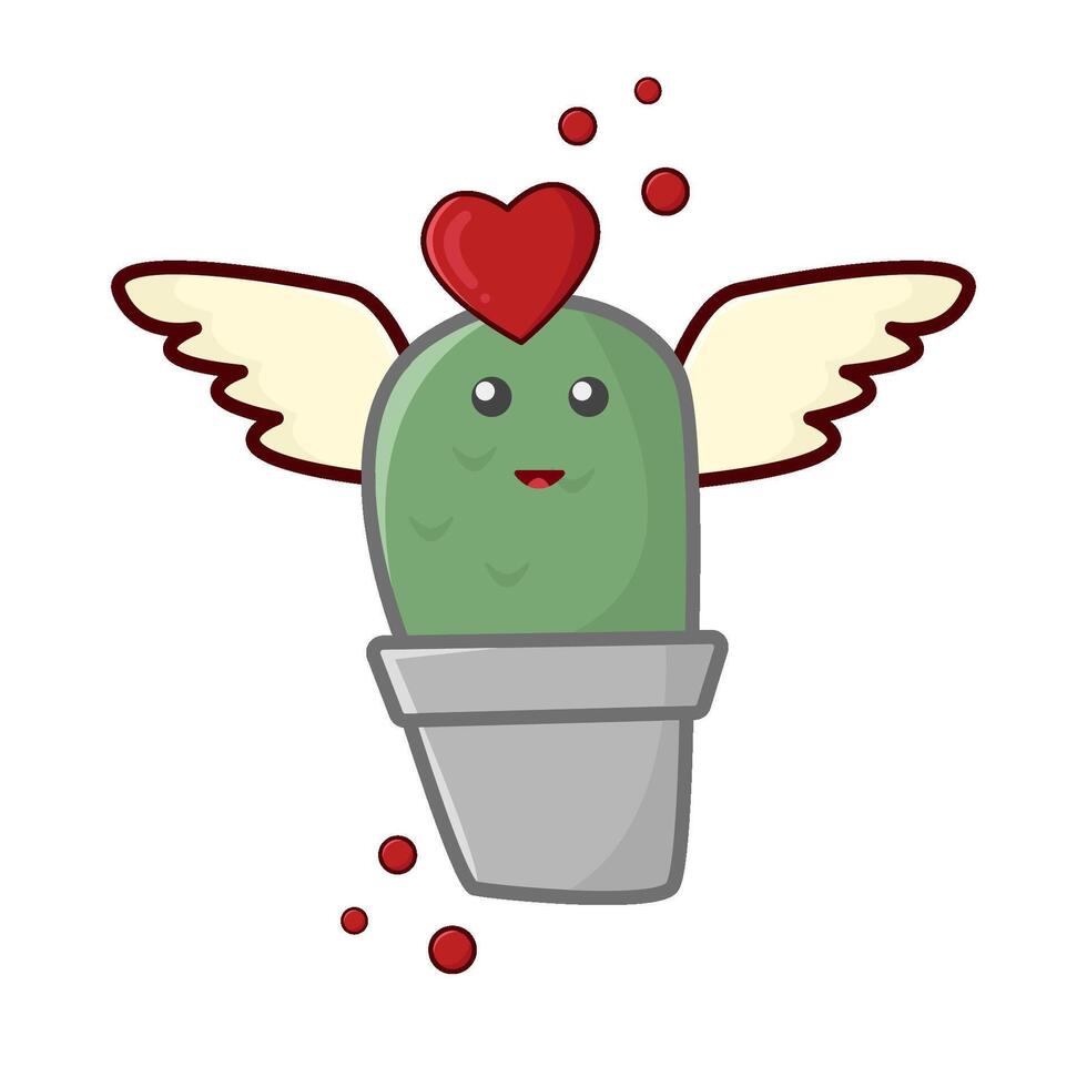 amor ángel con cactus ilustración vector