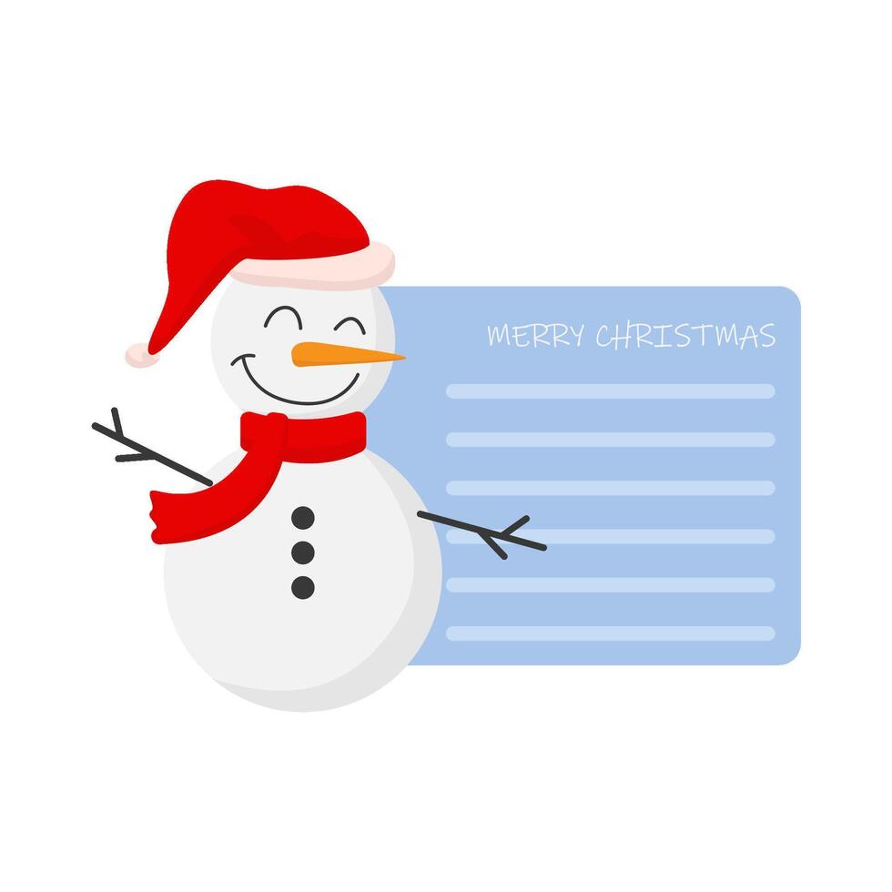 snowman with  greeting card christmas illustration vector