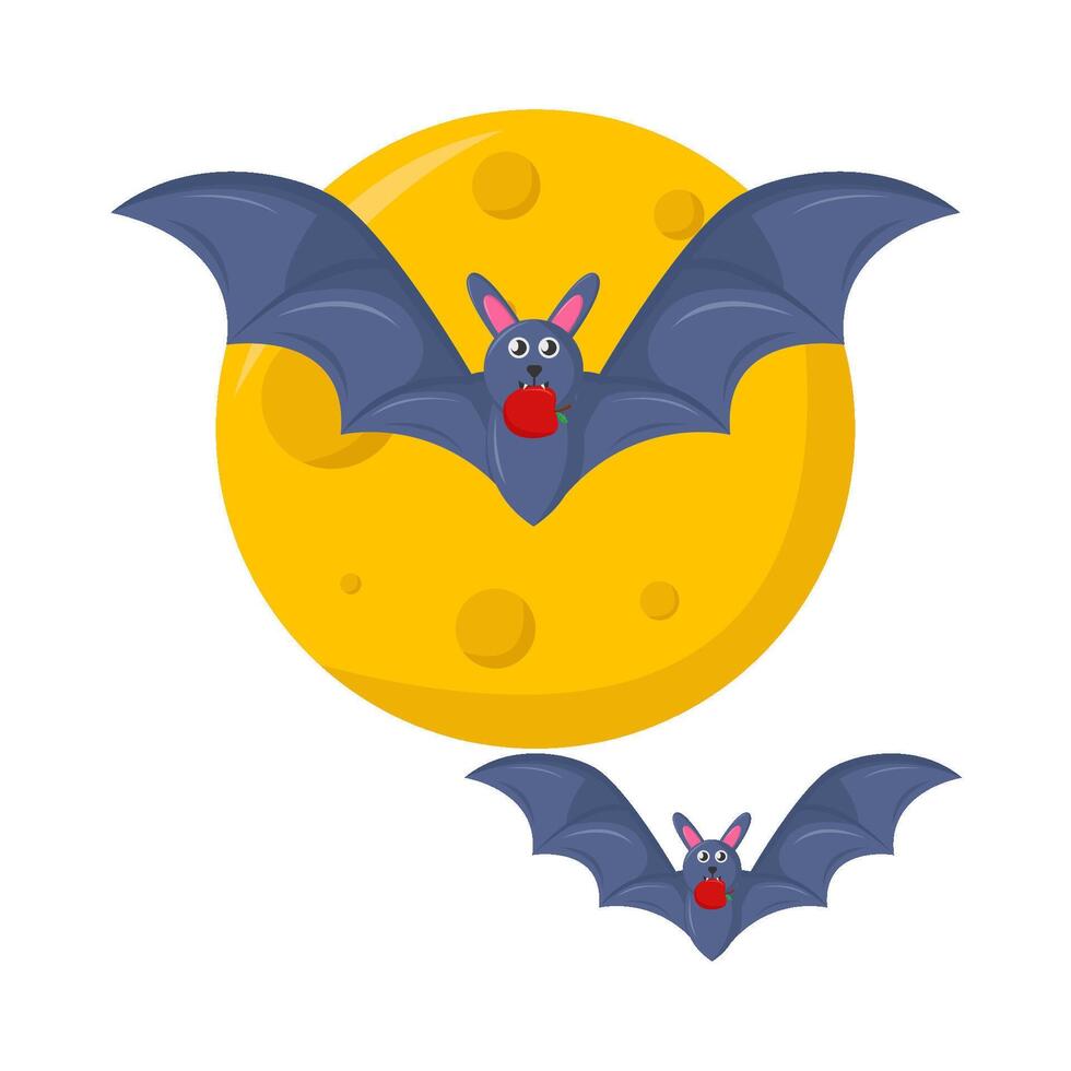 bat with full moon illustration vector