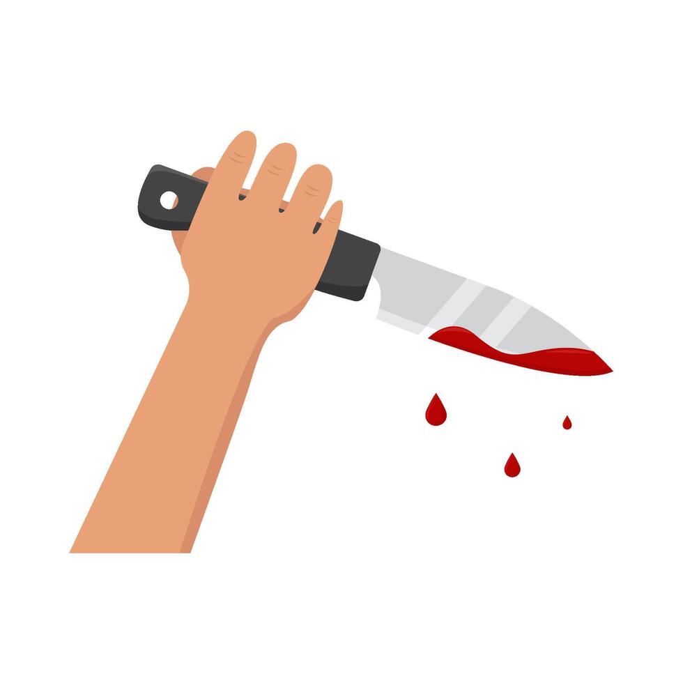 knife blood in hand illustration vector